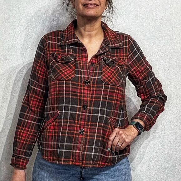 Woolrich Brown Plaid Button Down Shaket Sz M - Picture 6 of 16